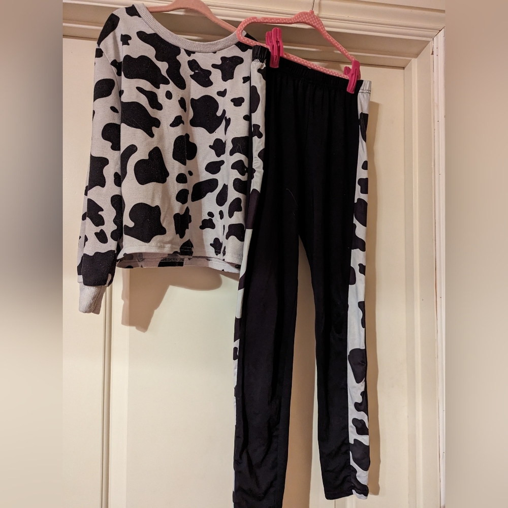 Cow Print Shirt and Black and white pants